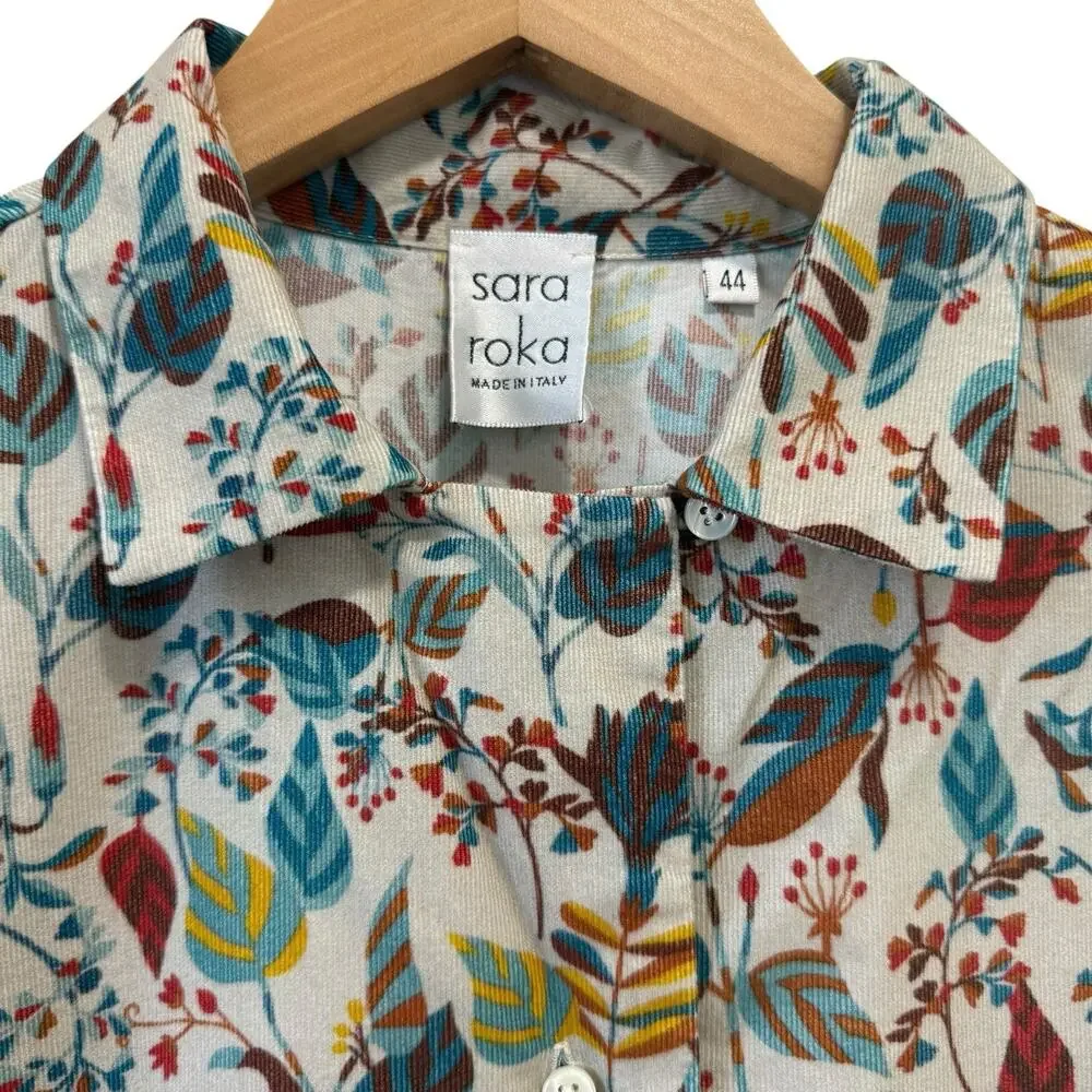 Sara Roka Savoia Fine corduroy Long Sleeve Cotton Top Size 44/US 8 - Picture 8 of 13
